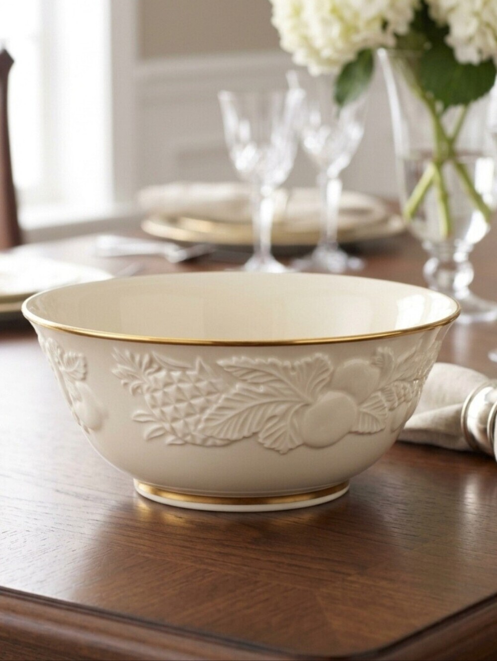 Vintage Lenox Fruits of Life 9" Vegetable Serving Bowl Embossed Fruit